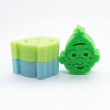 Sponge cut into cartoon shape for baby bath